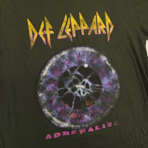 Def Leppard Band Graphic Crew Neck T Shirt Adult Mens Size Extra Large XL Green - Picture 5 of 10